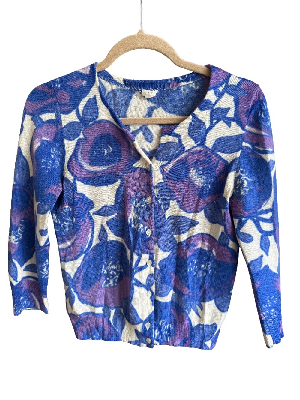 J.Crew 100% Merino Wool Floral Cardigan Size S